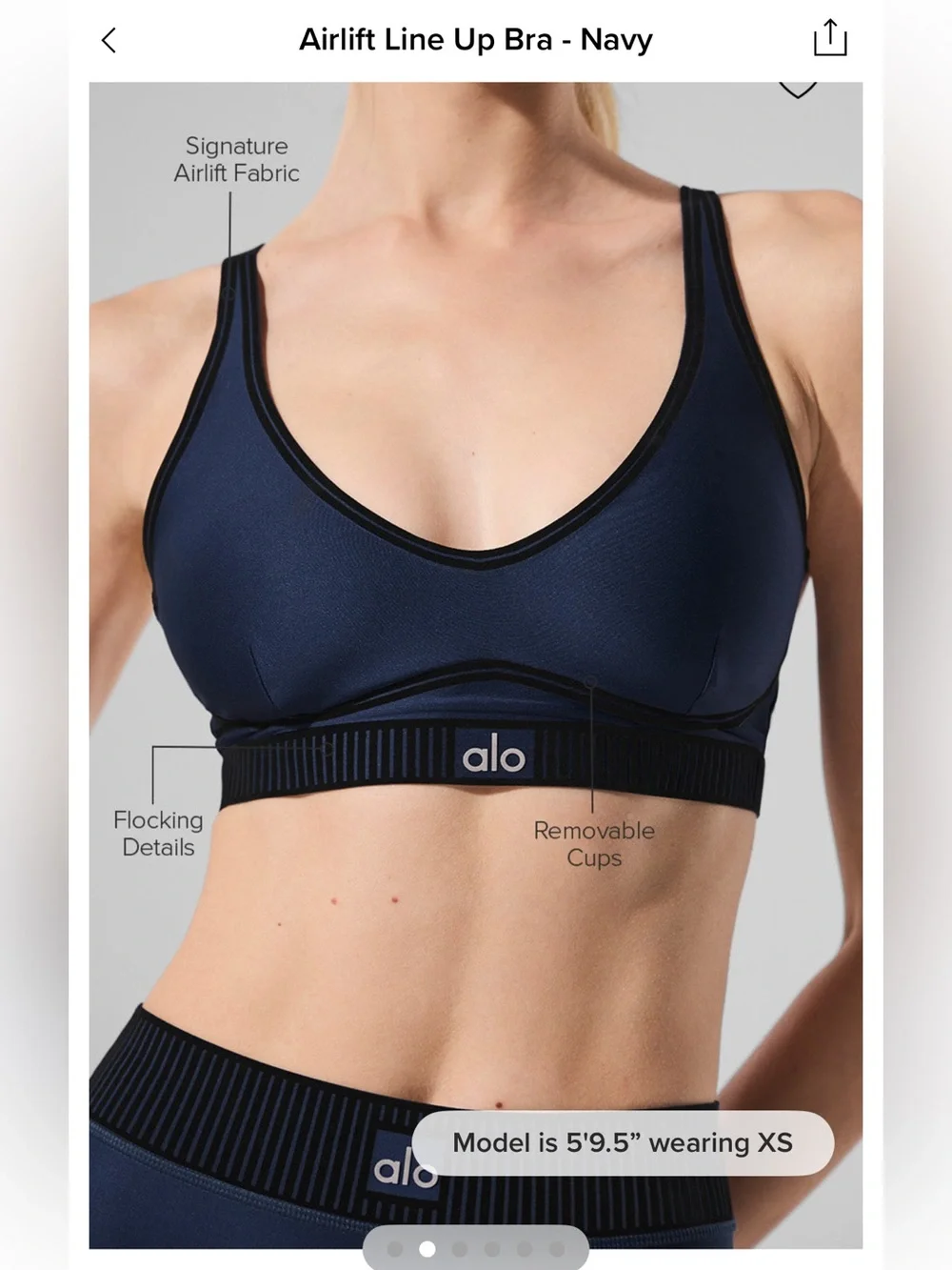 ALO Yoga Navy Airlift Line Up Seamless Sports Bra